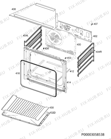 Взрыв-схема плиты (духовки) Electrolux EZB52410AW - Схема узла Oven