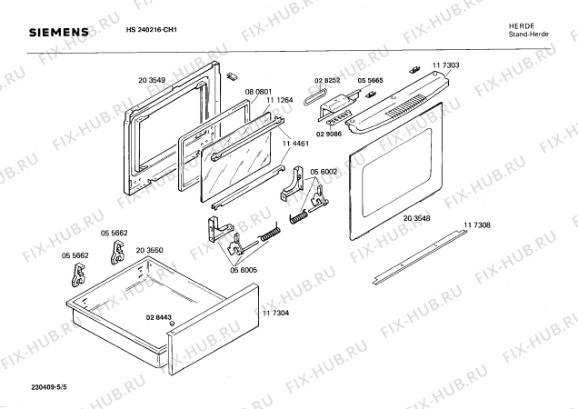 Схема №5 HS2402 с изображением Панель для плиты (духовки) Siemens 00117306