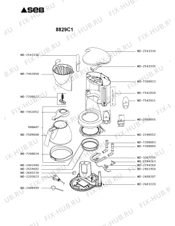 Схема №1 8825A8 с изображением Микромодуль для электрокофеварки Seb MS-2508055