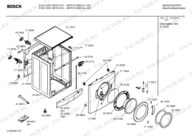 Схема №5 WFR131ABE EXCLUSIV WFR131A с изображением Таблица программ для стиральной машины Bosch 00586487