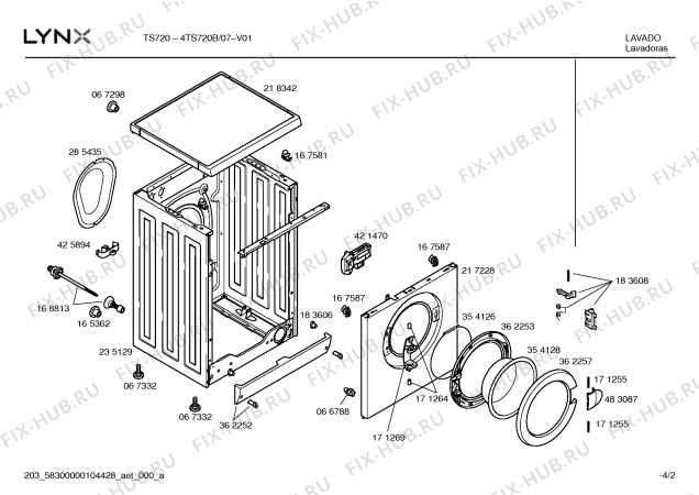 Схема №4 4TS720B TS720 с изображением Панель управления для стиральной машины Bosch 00365338