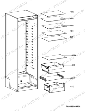 Взрыв-схема холодильника Electrolux ERE3630MHW - Схема узла Internal parts