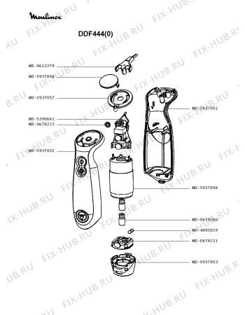 Взрыв-схема блендера (миксера) Moulinex DDF444(0) - Схема узла AP002614.6P2