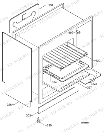 Взрыв-схема плиты (духовки) Zanussi ZCG9640W - Схема узла Housing 001