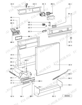 Схема №3 ADL 834 WH/1 с изображением Шуруп для посудомоечной машины Whirlpool 481950518364