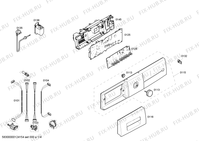 Схема №4 WM16E160NL с изображением Панель управления для стиралки Siemens 00449813