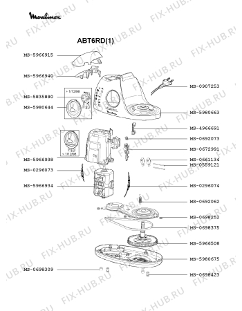 Взрыв-схема кухонного комбайна Moulinex ABT6RD(1) - Схема узла DP000462.1P2