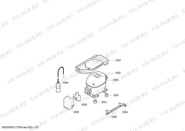 Взрыв-схема холодильника Siemens KI26FA50RU - Схема узла 03
