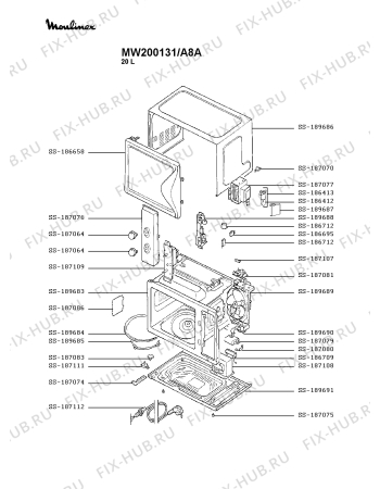 Схема №1 MW200130/A8 с изображением Двигатель поддона для микроволновой печи Moulinex SS-187111