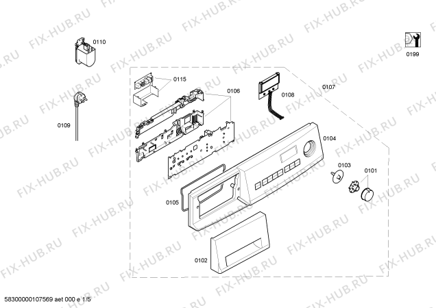 Схема №5 3TW860CE TW 860 с изображением Ручка для стиральной машины Bosch 00496213