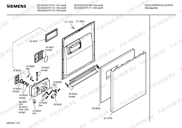 Схема №6 SE24A231FF с изображением Панель управления для посудомойки Siemens 00433714