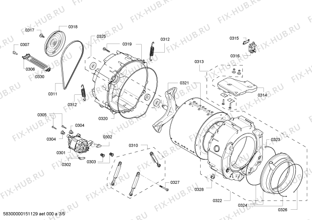 Взрыв-схема стиральной машины Bosch WAP20160IL Bosch Maxx 8kg 1000rpm - Схема узла 03