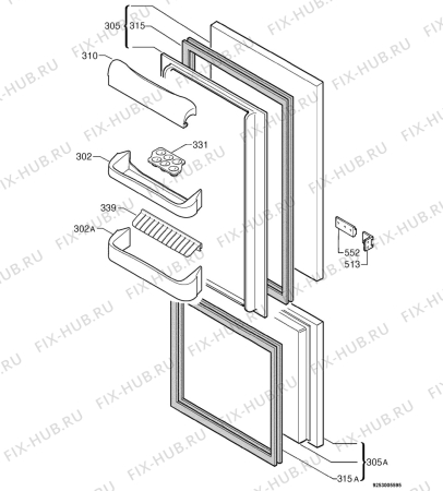 Взрыв-схема холодильника Zanussi ZI3101RV - Схема узла Door 003