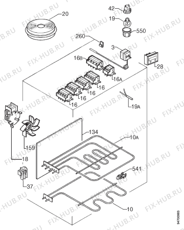 Взрыв-схема плиты (духовки) Zanussi Z66BME - Схема узла Electrical equipment 268