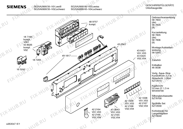 Схема №5 SE25M270II с изображением Кнопка для посудомоечной машины Siemens 00421039