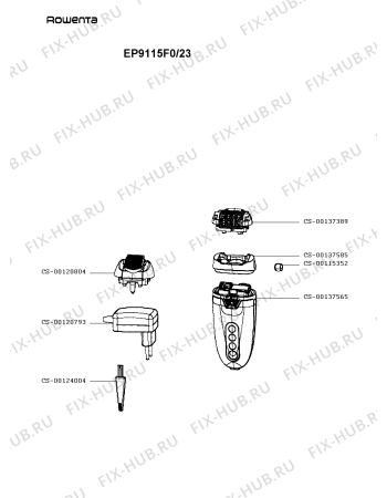 Схема №1 EP9115F0/23 с изображением Часть корпуса для бритвы (эпилятора) Rowenta CS-00137585