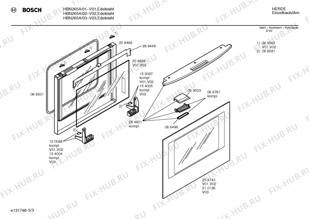 Взрыв-схема плиты (духовки) Bosch HBN265A - Схема узла 03