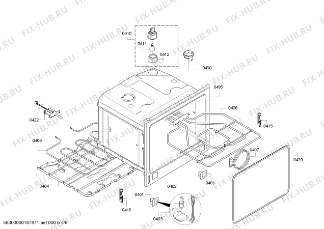 Схема №9 U16E74N5GB Neff с изображением Подшипник для духового шкафа Bosch 00743058