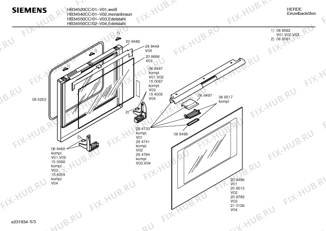 Взрыв-схема плиты (духовки) Siemens HB34520CC - Схема узла 03