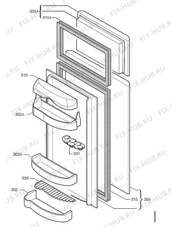 Взрыв-схема холодильника Zoppas PD280SQ - Схема узла Door 003