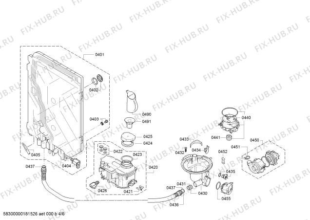 Схема №6 SMI40M05AU, Active Water, Made in Germany с изображением Передняя панель для посудомоечной машины Bosch 00746062