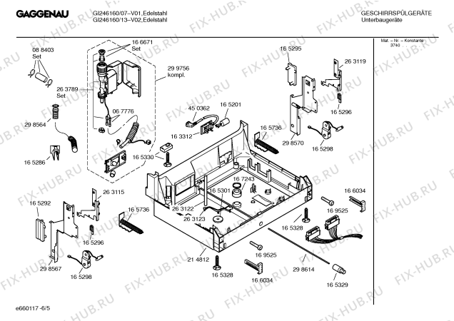 Взрыв-схема посудомоечной машины Gaggenau GI246160 - Схема узла 05