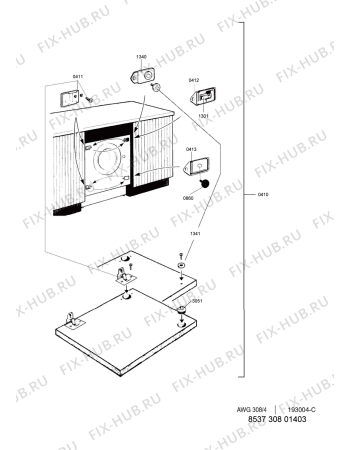 Схема №4 AWG 308/4 с изображением Микропереключатель для стиралки Whirlpool 480113100062