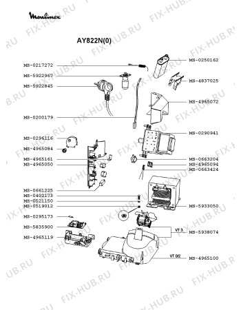 Взрыв-схема микроволновой печи Moulinex AY822N(0) - Схема узла SP002033.2P3