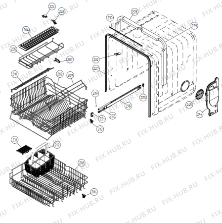 Взрыв-схема посудомоечной машины Gorenje D645 SF   -White Bi (900001136, DW20.2) - Схема узла 02