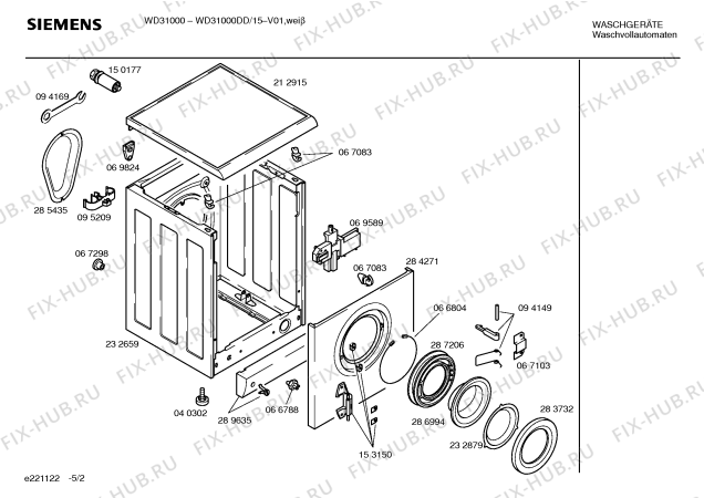 Схема №5 WD31000DD Wash & Dry 3100 с изображением Инструкция по эксплуатации для стиральной машины Siemens 00519771