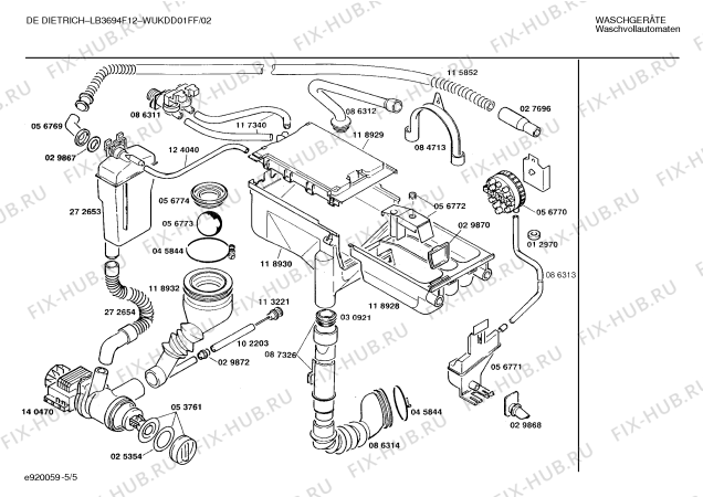 Схема №5 WUKDD01FF DE DIETRICH LB3694F13 с изображением Панель управления для стиральной машины Bosch 00273120