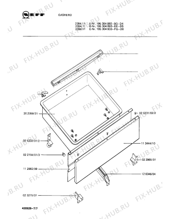 Взрыв-схема плиты (духовки) Neff 195304893 2394.11 - Схема узла 07