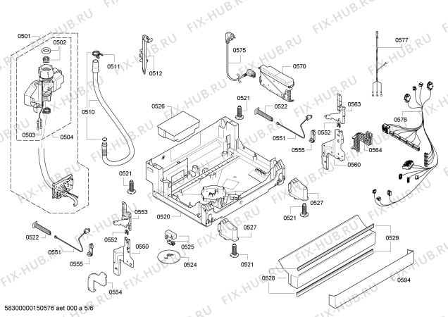 Взрыв-схема посудомоечной машины Siemens SN26T595GB - Схема узла 05