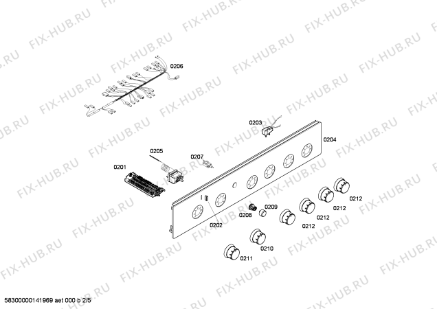 Взрыв-схема плиты (духовки) Bosch HSV423020N - Схема узла 02