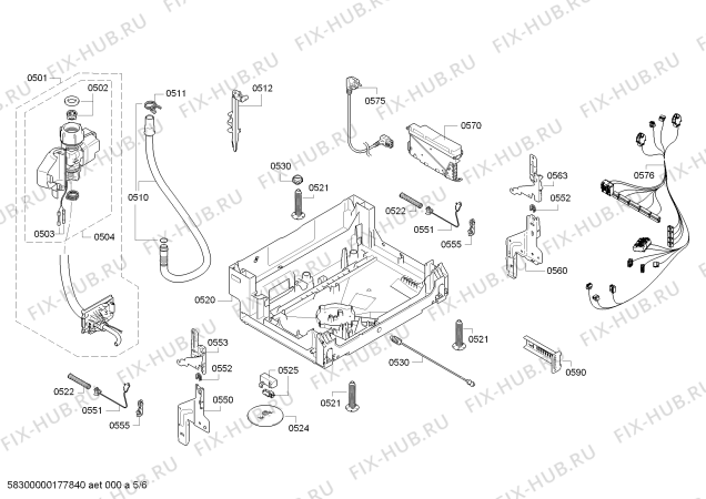 Взрыв-схема посудомоечной машины Bosch SBV90E00NL - Схема узла 05