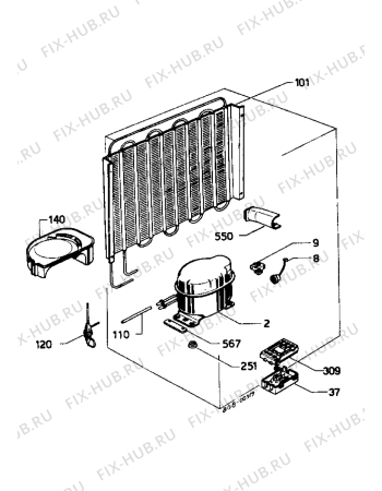 Взрыв-схема холодильника Zanussi ZPL6163 - Схема узла Cooling system 017