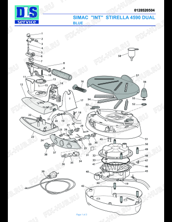Схема №1 STIRELLA 4560 D с изображением Покрытие для электропарогенератора DELONGHI 5928136600