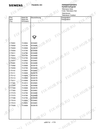 Схема №15 FS249V6 с изображением Инструкция по эксплуатации для телевизора Siemens 00531256