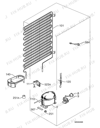 Взрыв-схема холодильника Privileg 185511_4634 - Схема узла Cooling system 017
