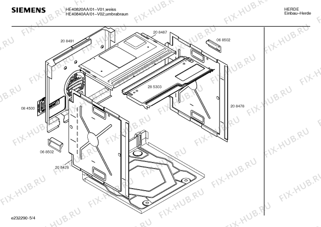 Схема №5 HE40840AA с изображением Инструкция по эксплуатации для плиты (духовки) Siemens 00519544