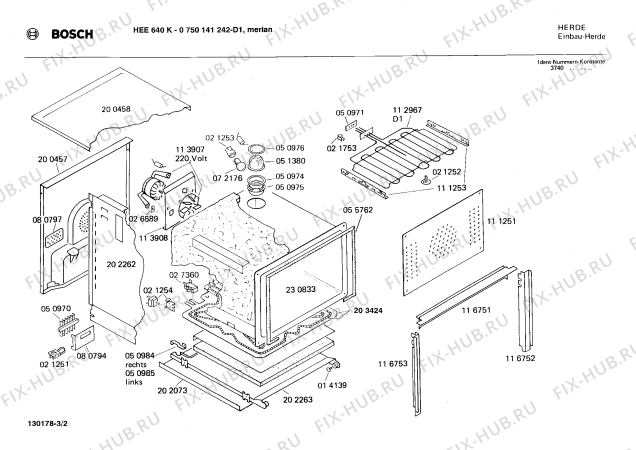 Схема №3 HEE640K HE130276 с изображением Панель для электропечи Bosch 00118832