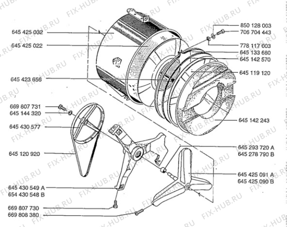 Взрыв-схема стиральной машины Aeg LAV74600 - Схема узла Drum