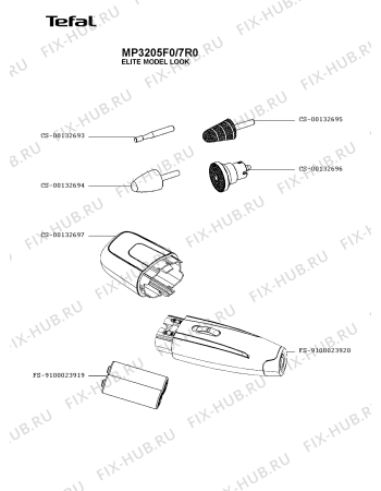 Схема №1 MP3205F0/7R0 с изображением Корпусная деталь для бритвы (эпилятора) Rowenta CS-00132697