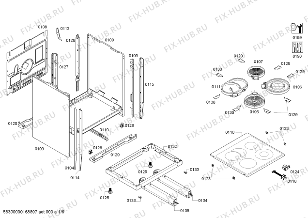 Схема №6 HC744233V с изображением Кабель для духового шкафа Bosch 00750948