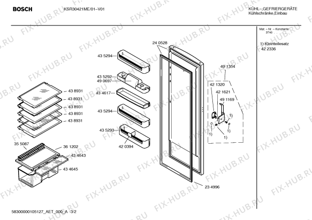 Схема №3 KSR30401ME с изображением Инструкция по эксплуатации для холодильника Bosch 00592864