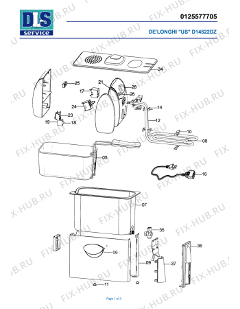 Схема №1 D 14522DZ с изображением Криостат для электрофритюрницы DELONGHI LN1106