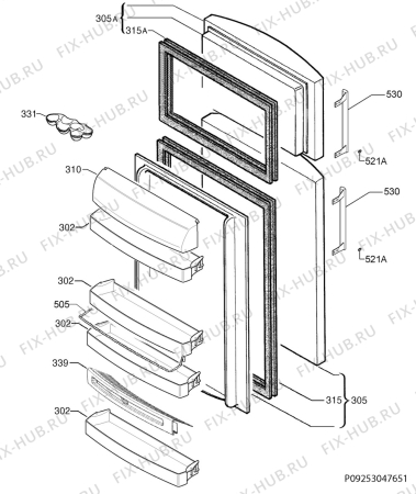 Взрыв-схема холодильника Electrolux ERD43500X - Схема узла Door 003