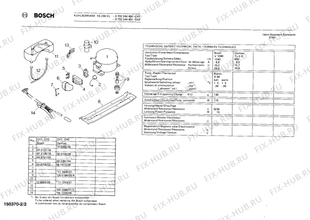 Взрыв-схема холодильника Bosch 0702244401 KS240EL - Схема узла 02