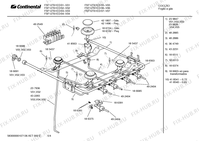 Взрыв-схема плиты (духовки) Continental FSF12T61ED Ritmo I - Схема узла 04
