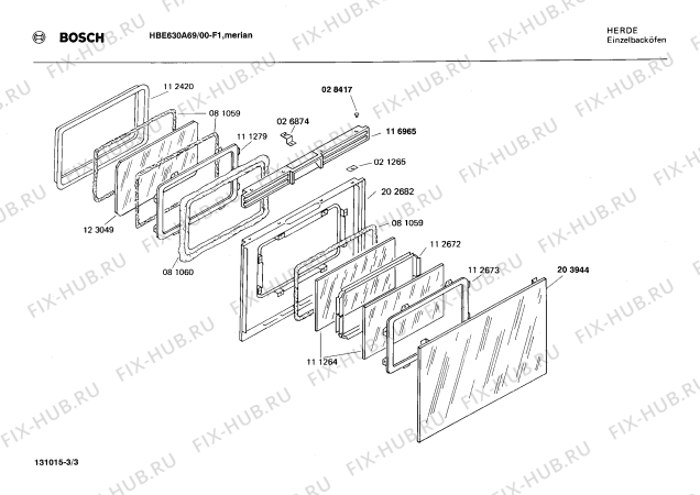 Взрыв-схема плиты (духовки) Bosch HBE630A69 - Схема узла 03